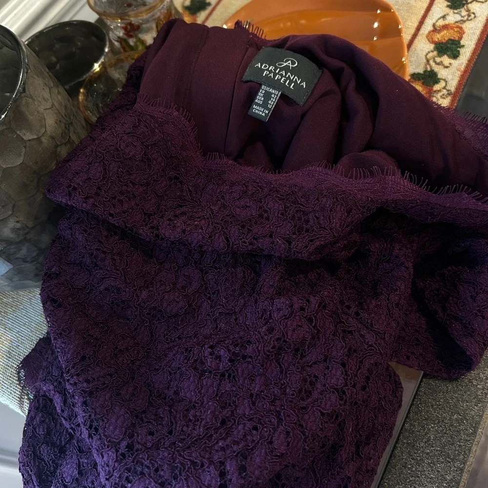 Adrianna Papell Purple Lace Dress - Picture 5 of 5